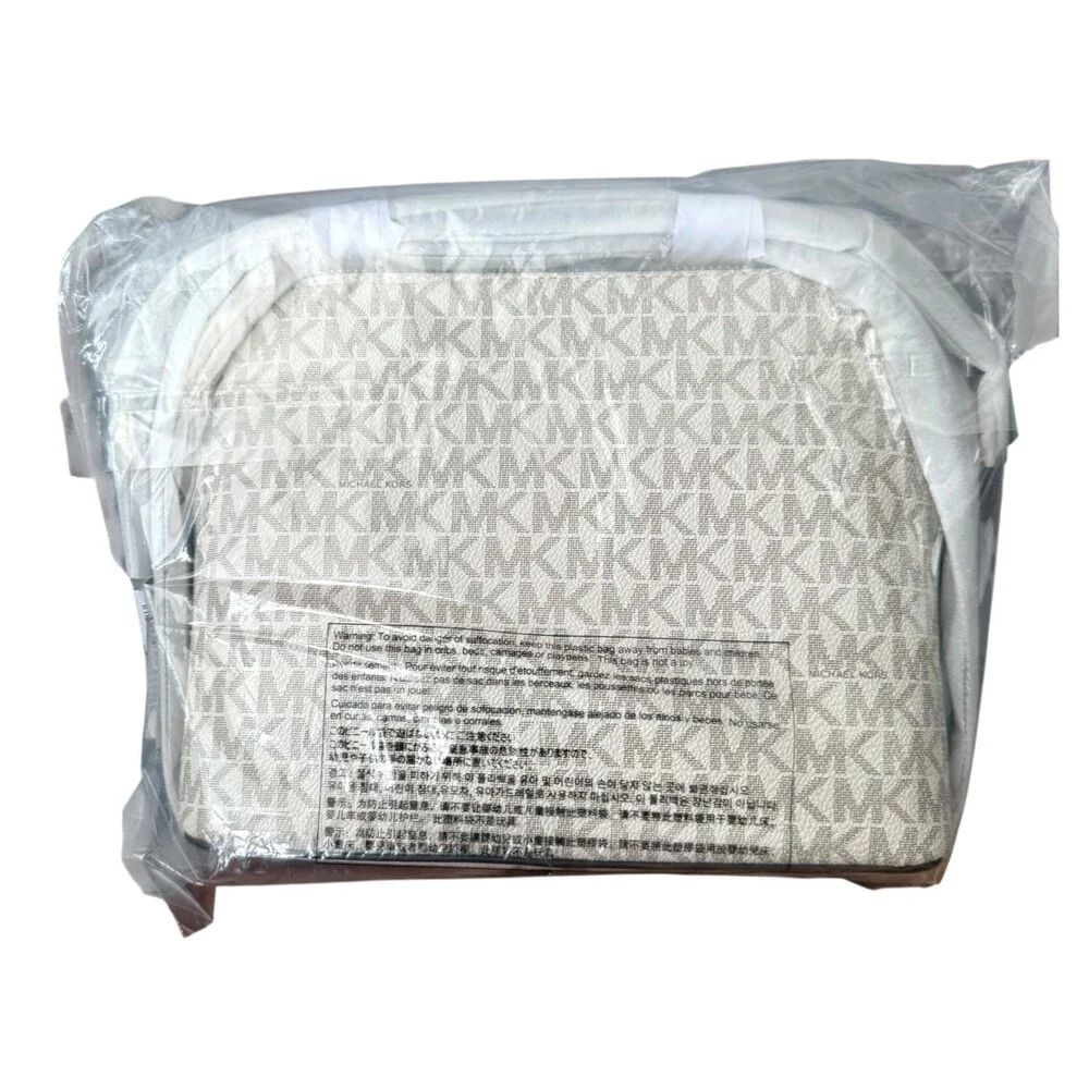 Michael Kors Jet Set Travel Medium Dome Crossbody Bag Vanilla Logo 35F1GTVC6B